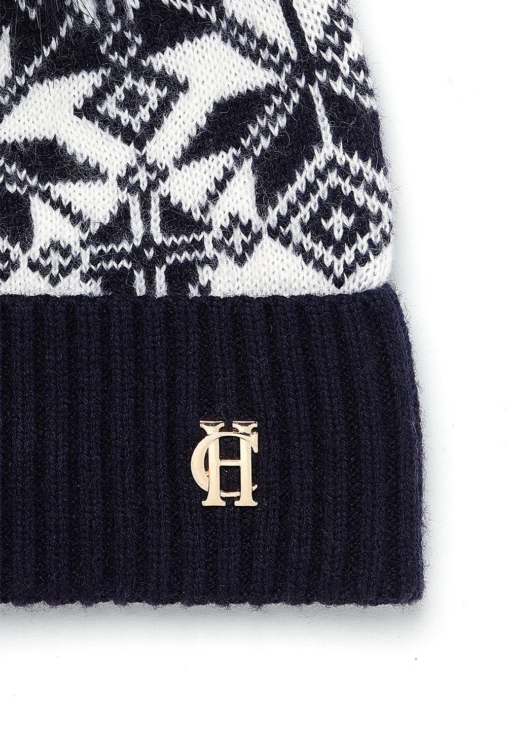 Beatrice Bobble Hat - Ink Navy Cream