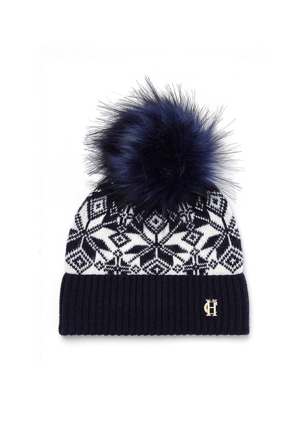 Beatrice Bobble Hat - Ink Navy Cream