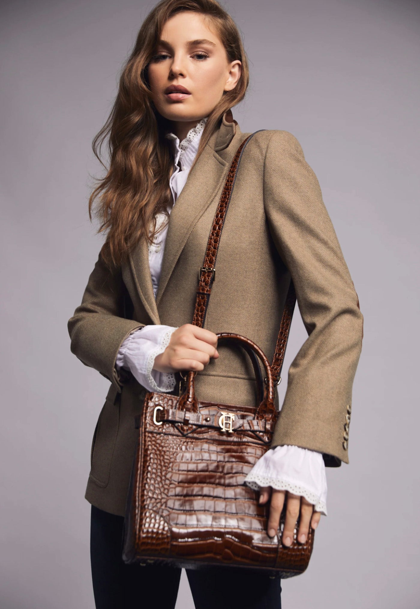 The Brompton Mini Tote - Tan Croc sold by Angel Divine