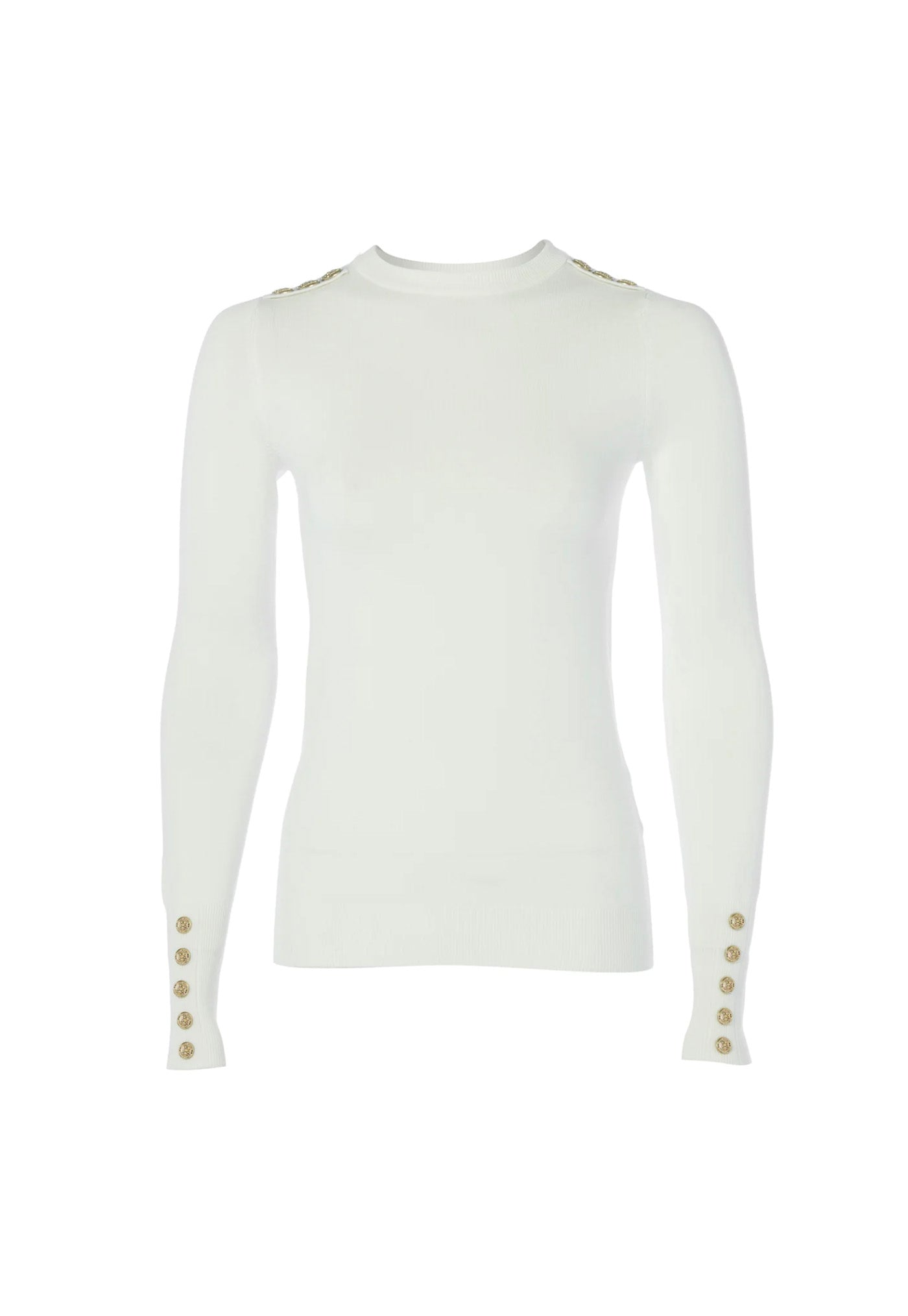 Buttoned Knit Crew Neck - Cream sold by Angel Divine