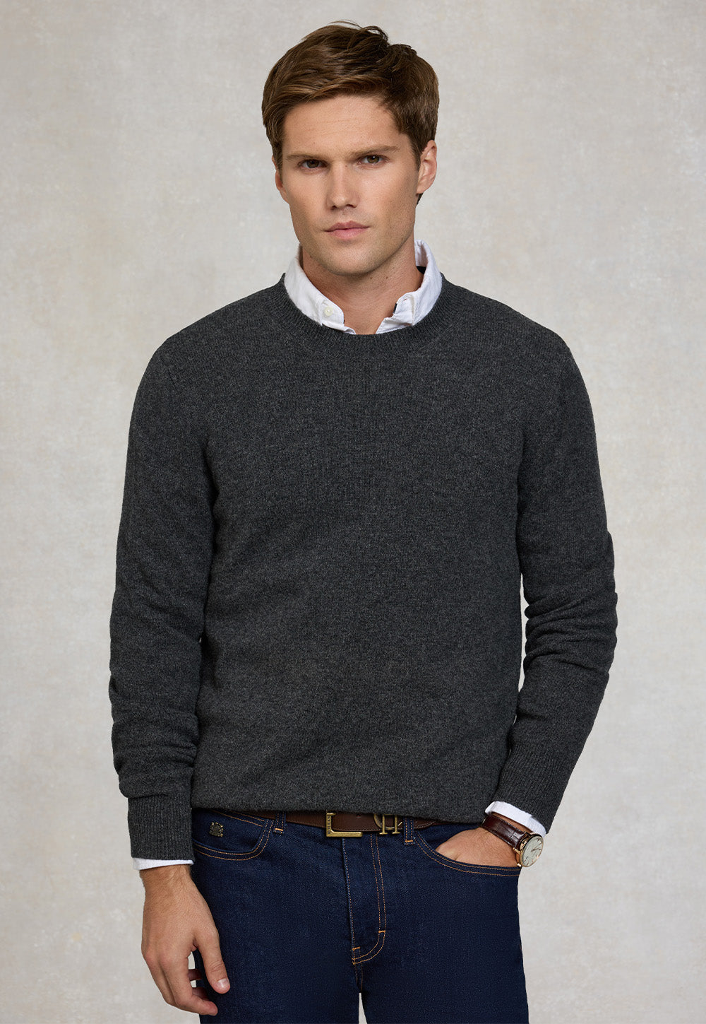 Byron Crew Neck Knit - Charcoal