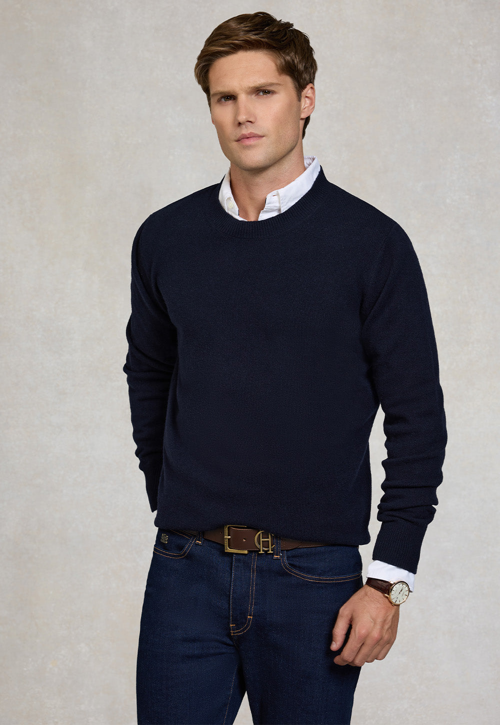 Byron Crew Neck Knit - Navy