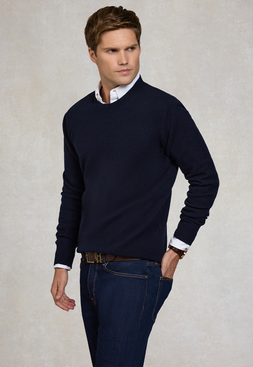 Byron Crew Neck Knit - Navy