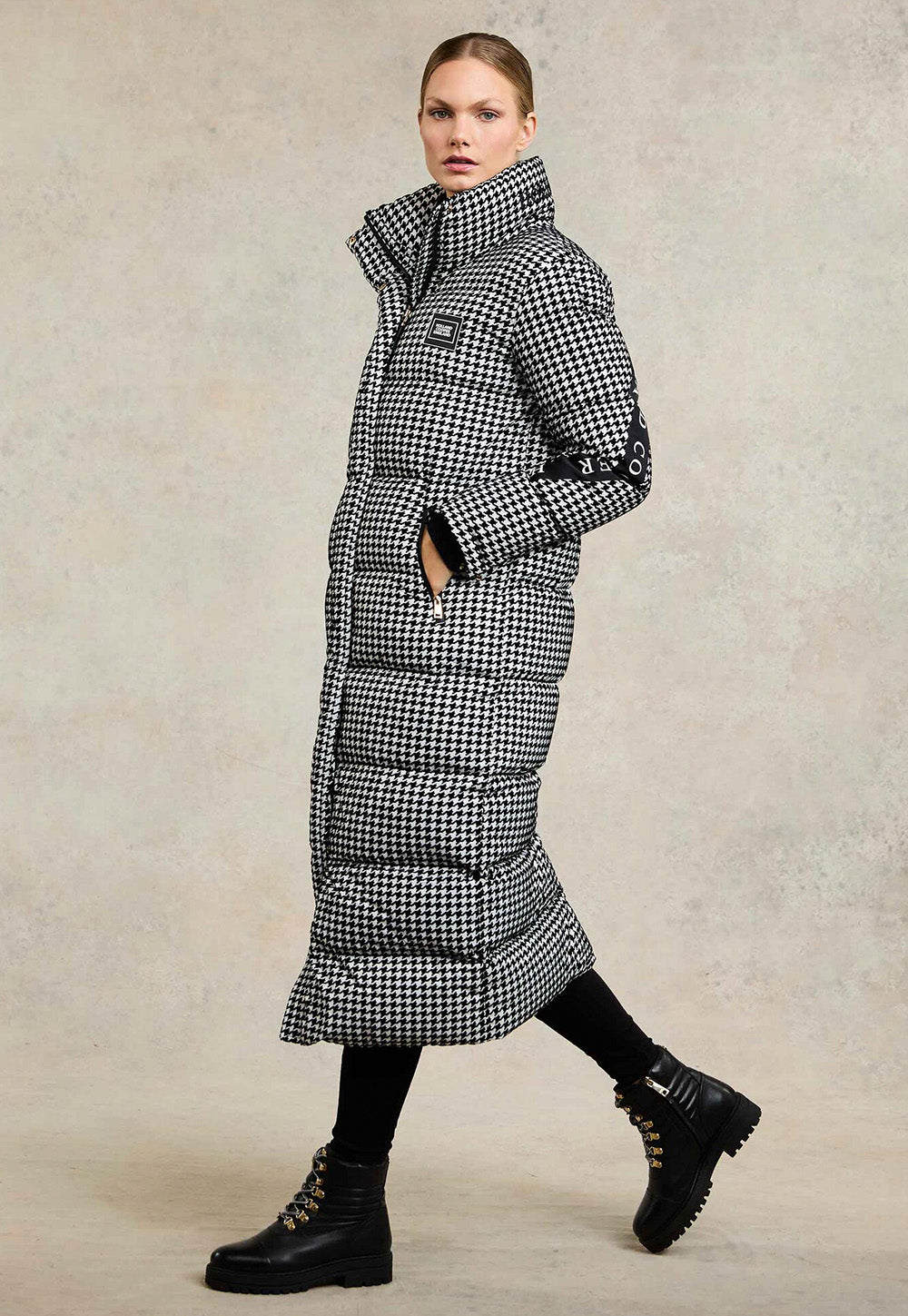 Camden Longline Coat - Houndstooth