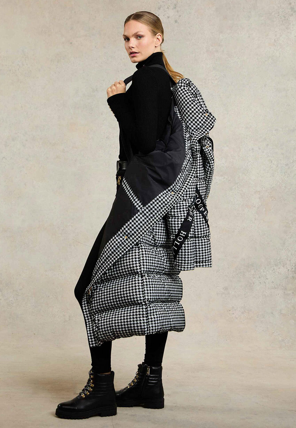 Camden Longline Coat - Houndstooth