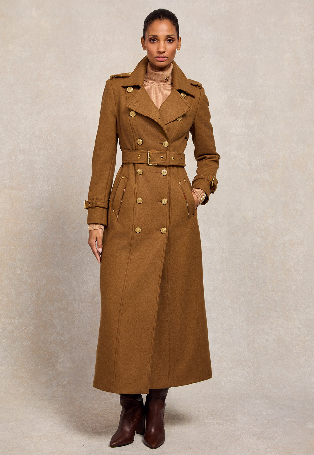 Chelsea Trench Coat Full Length - Dark Camel