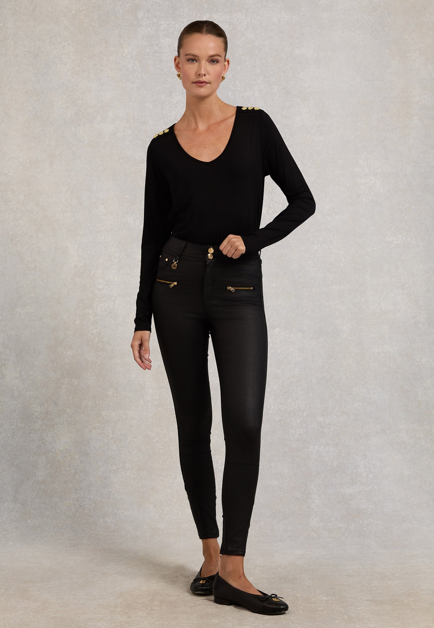 Coated Jodhpur Jean - Black