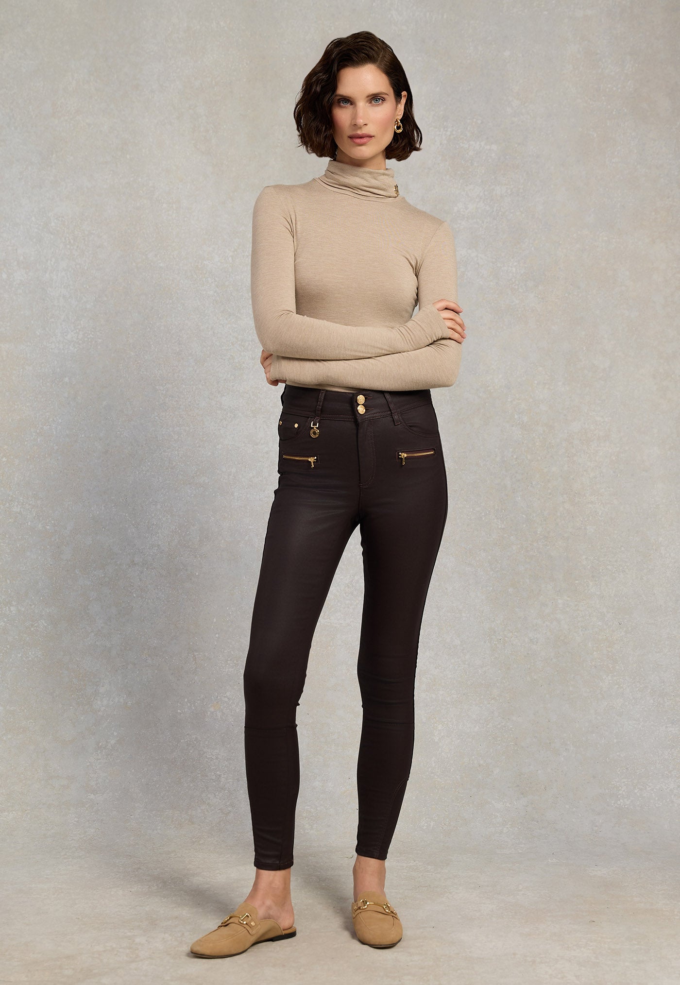 Coated Jodhpur Jean - Chocolate