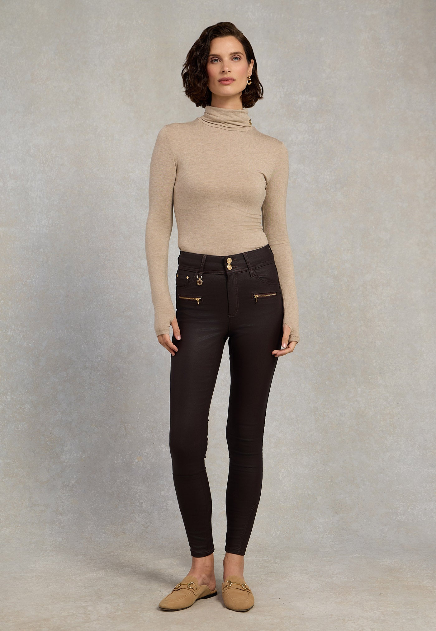 Coated Jodhpur Jean - Chocolate