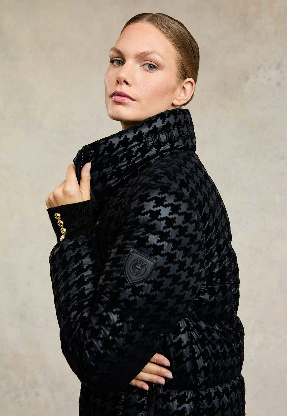 Crawford Longline Coat - Mono Houndstooth
