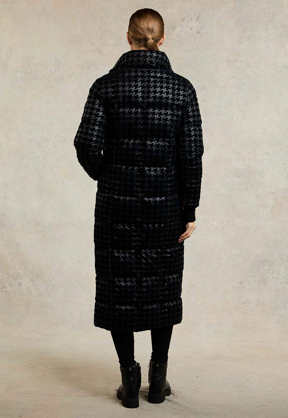 Crawford Longline Coat - Mono Houndstooth
