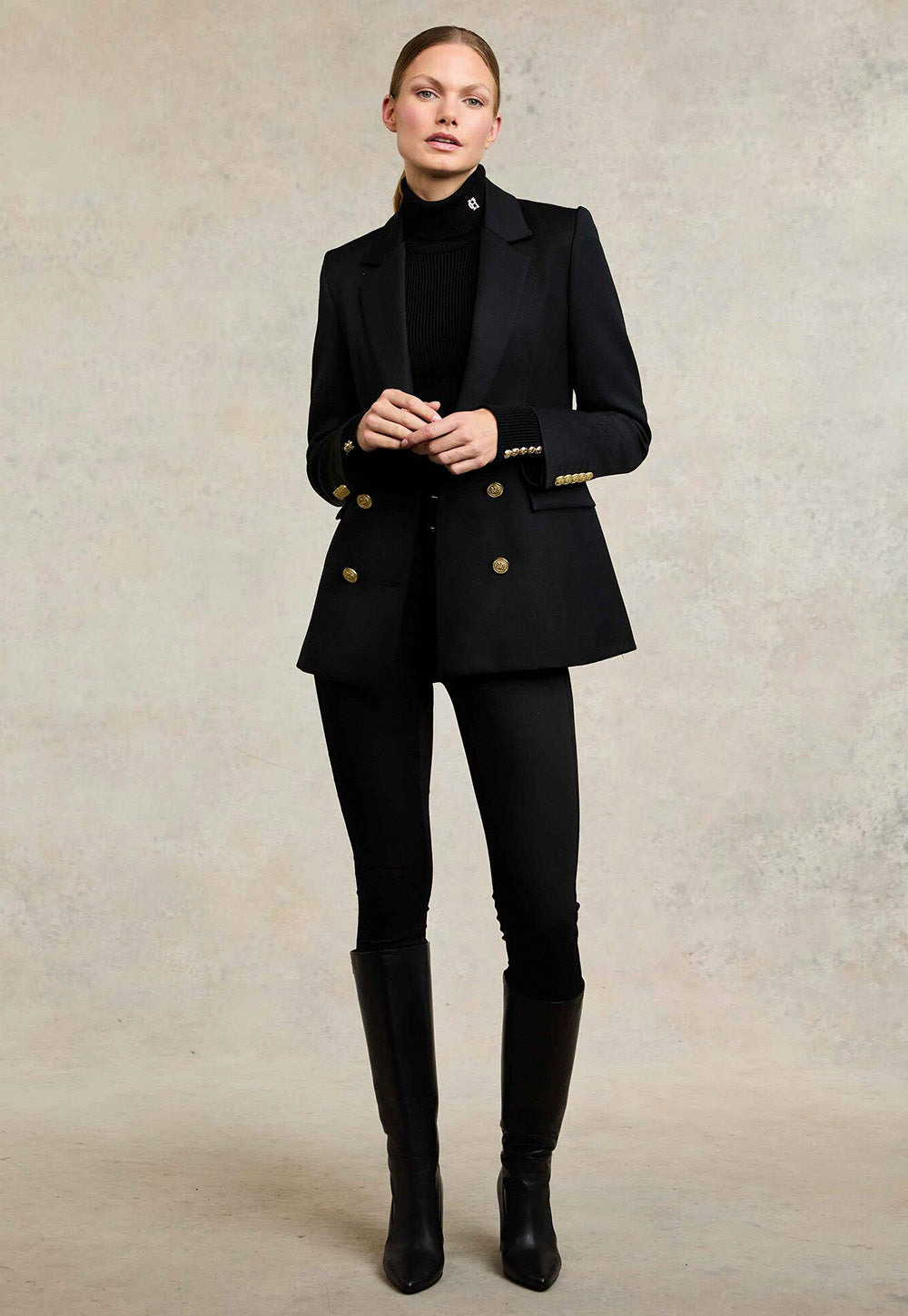 Double Breasted Blazer - Black Twill