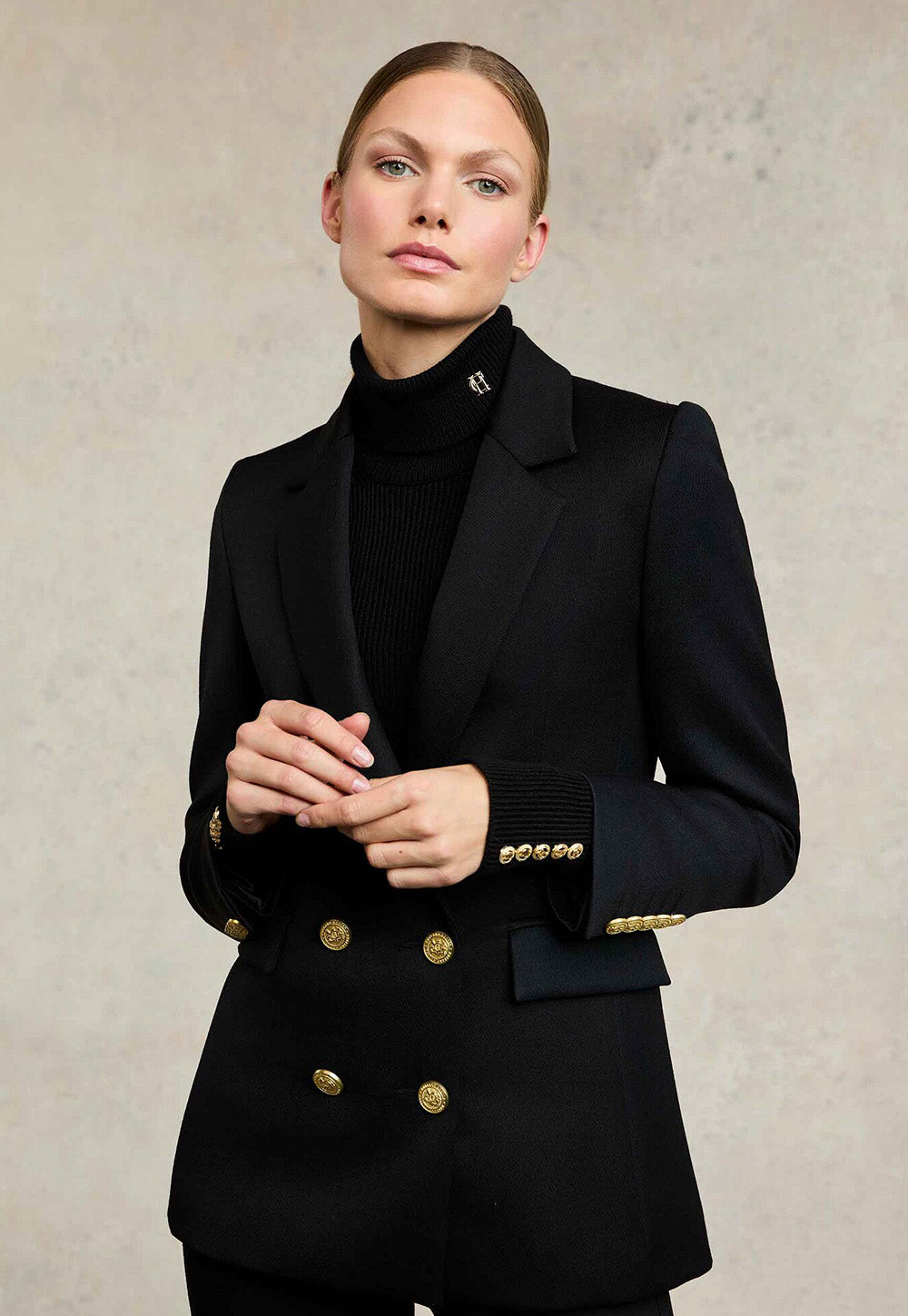 Double Breasted Blazer - Black Twill