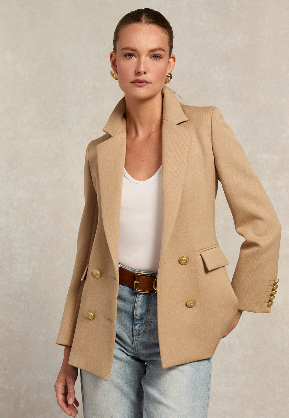 Double Breasted Blazer - Camel Twill