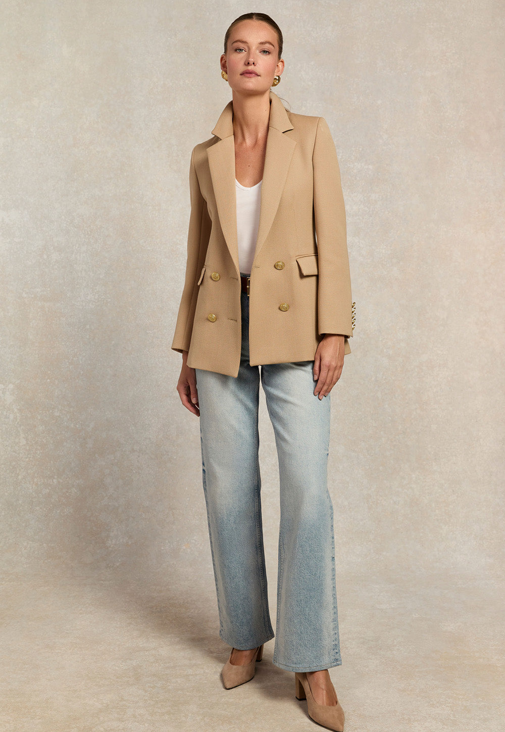 Double Breasted Blazer - Camel Twill