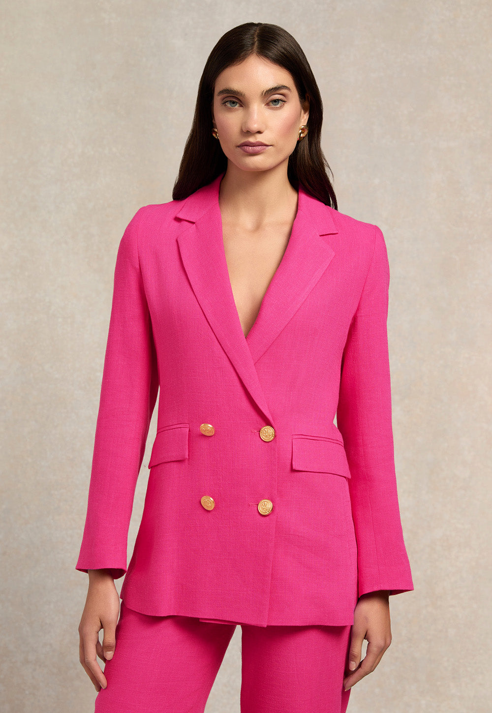 Double Breasted Blazer - Hot Pink