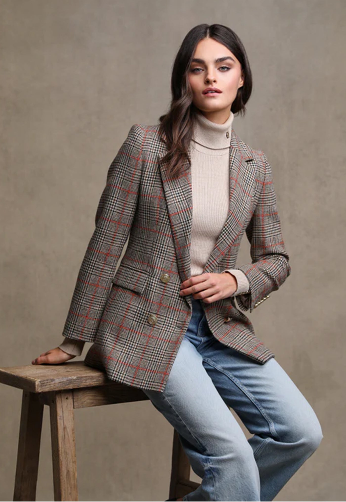 Double Breasted Blazer - Orange Windsor