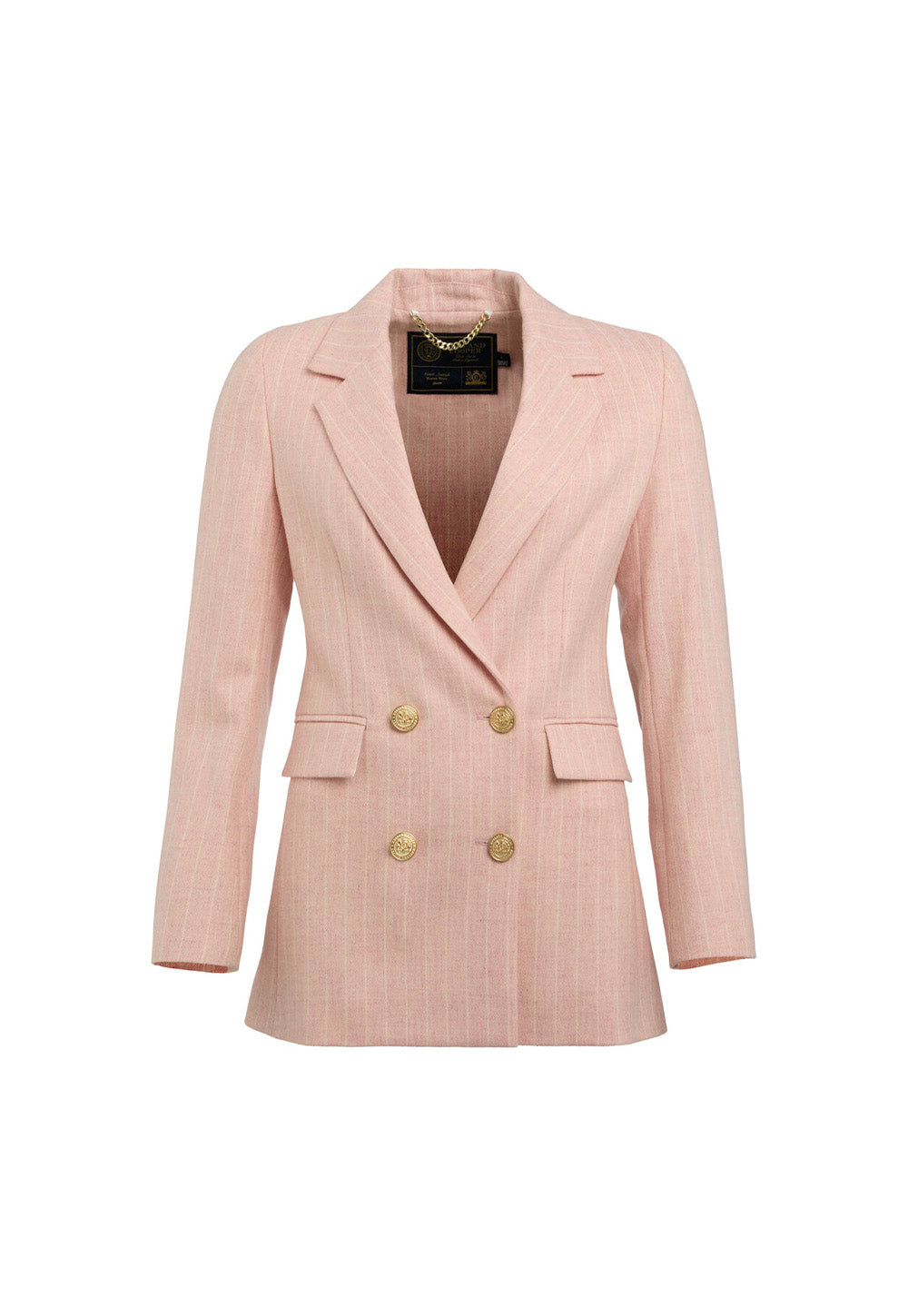 Double Breasted Blazer - Pink Chalk Pinstripe