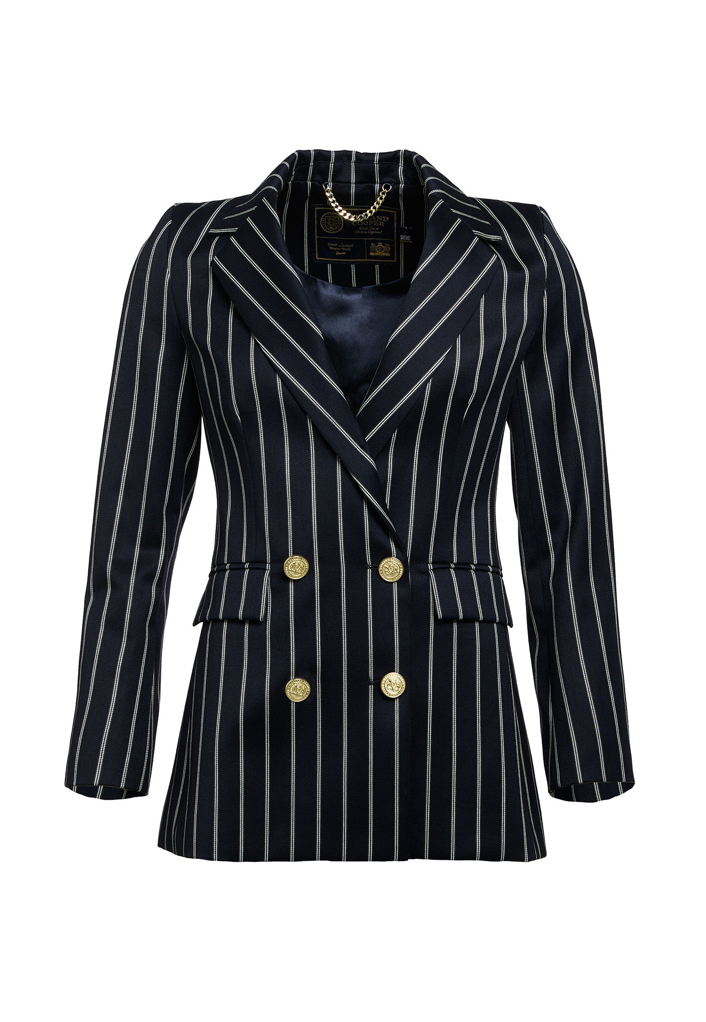 Double Breasted Blazer - Ink Navy Wide Stripe