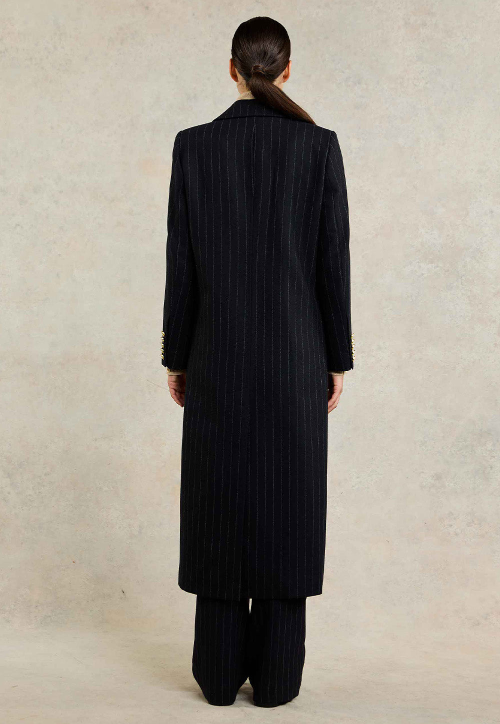 Double Breasted Coat - Dark Navy Pinstripe