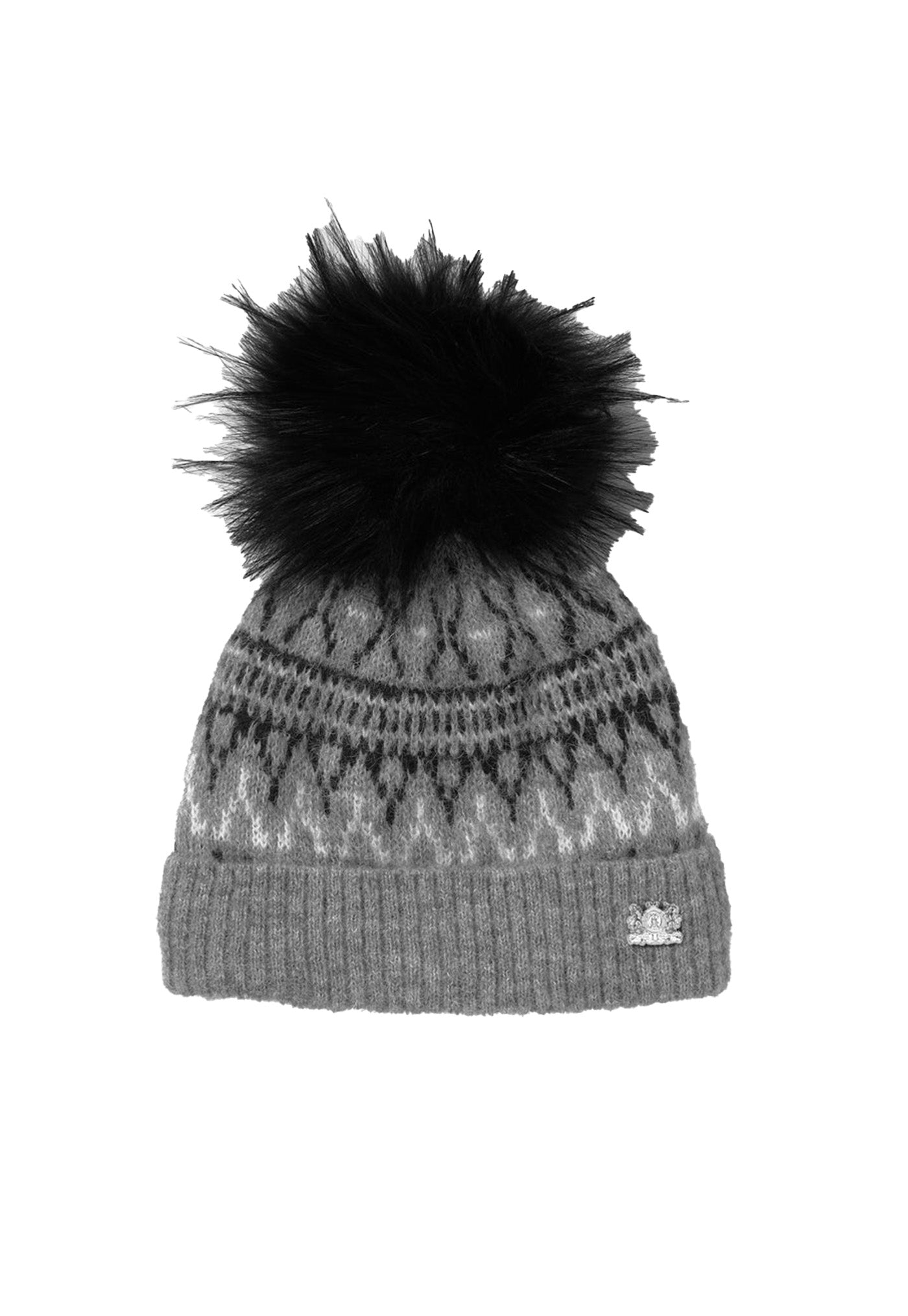 Fairisle Bobble Hat - Soft Grey sold by Angel Divine