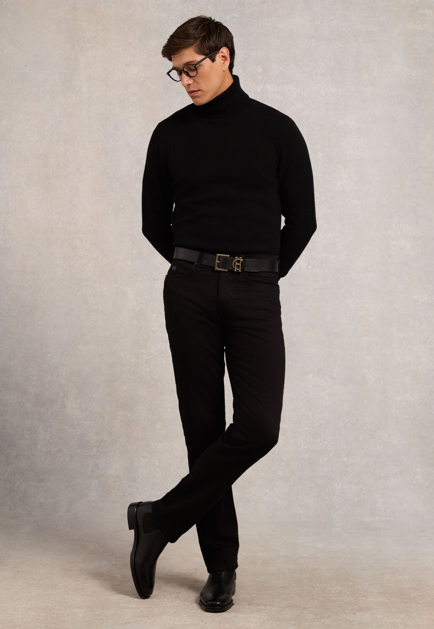 Fine Roll Neck Knit - Black