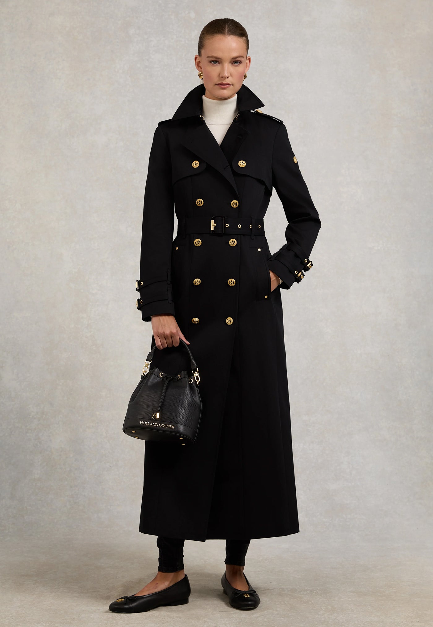 Gatcombe Full Length Trench Coat - Black