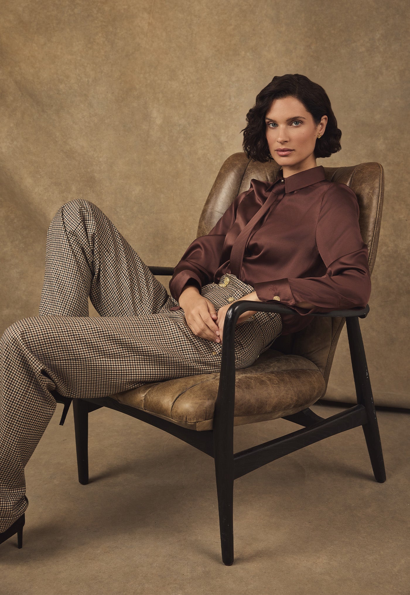 Georgina Satin Shirt - Chocolate