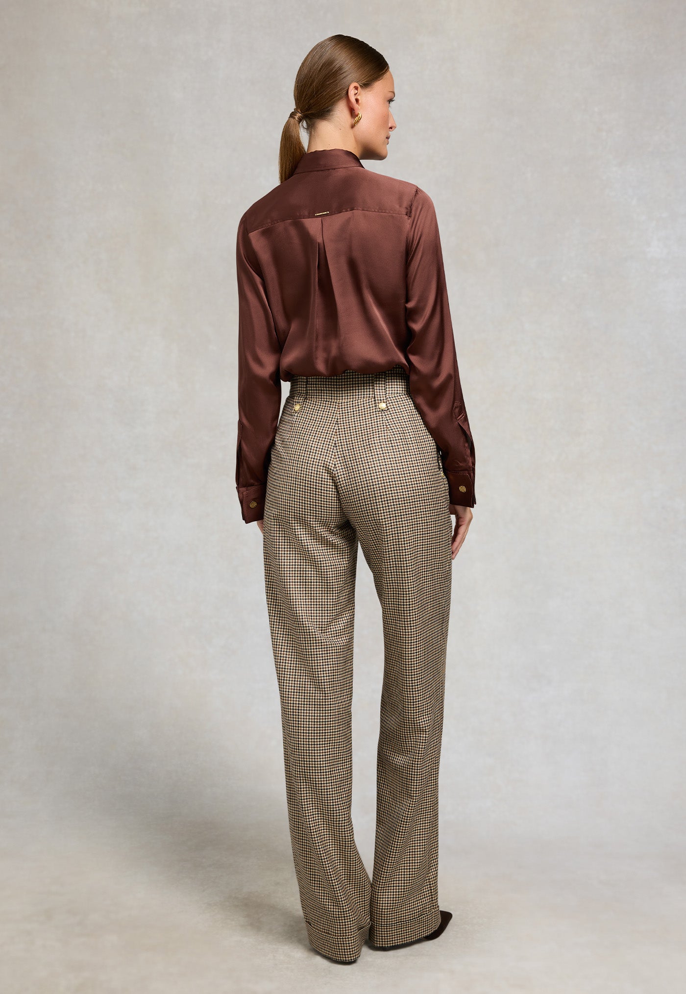 Georgina Satin Shirt - Chocolate