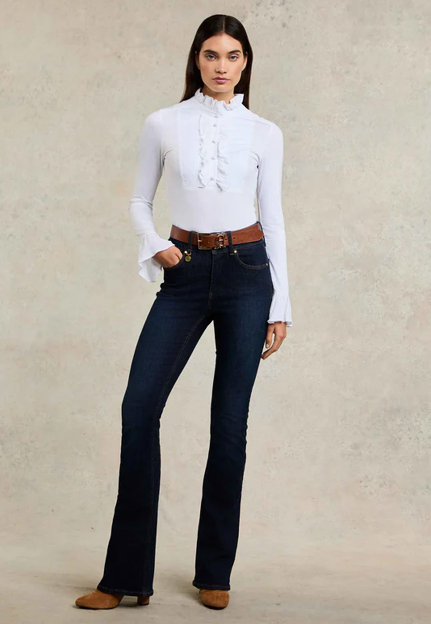 High Rise Flared Jean - Deep Indigo