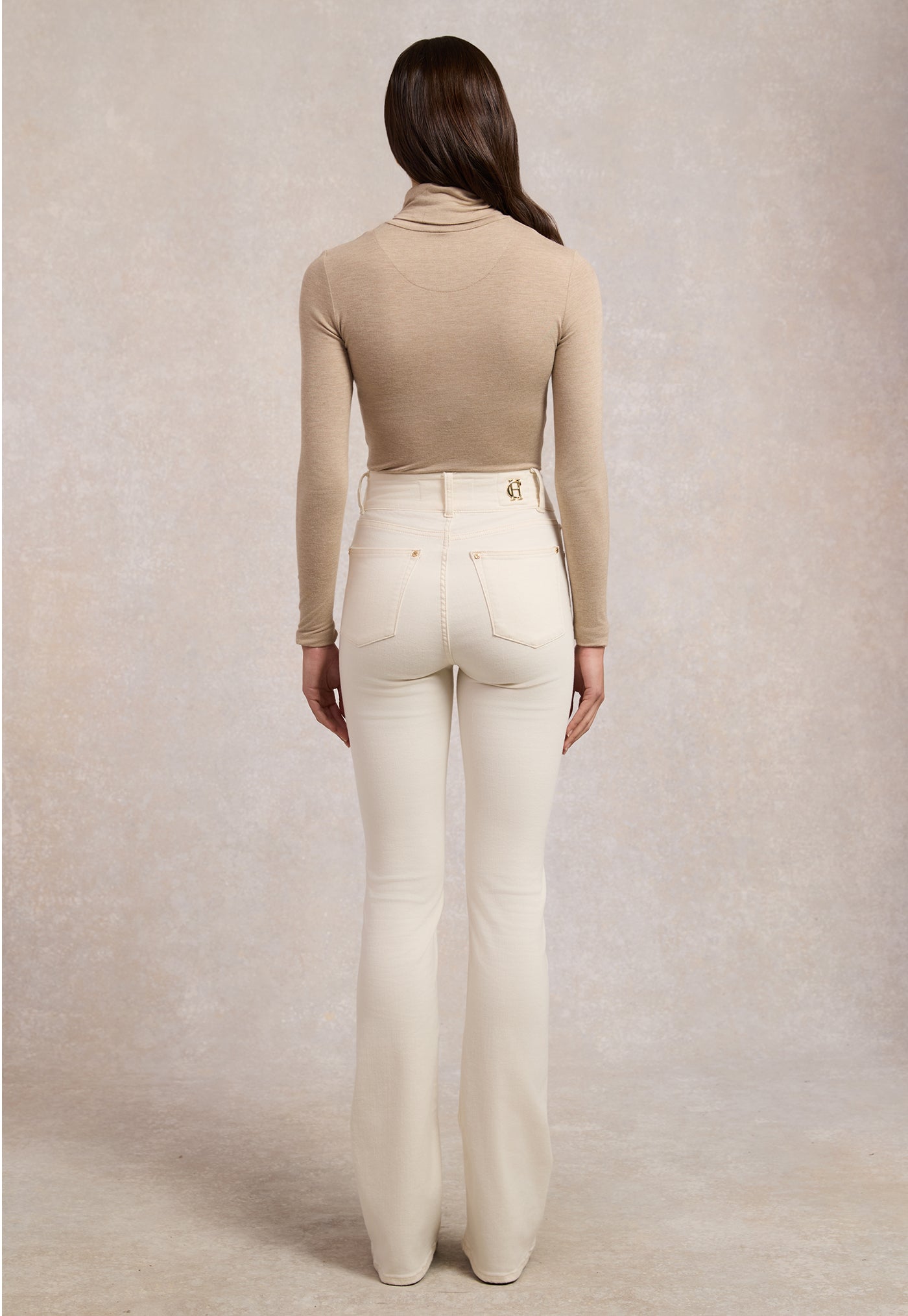 High Rise Flared Jean - Oatmeal