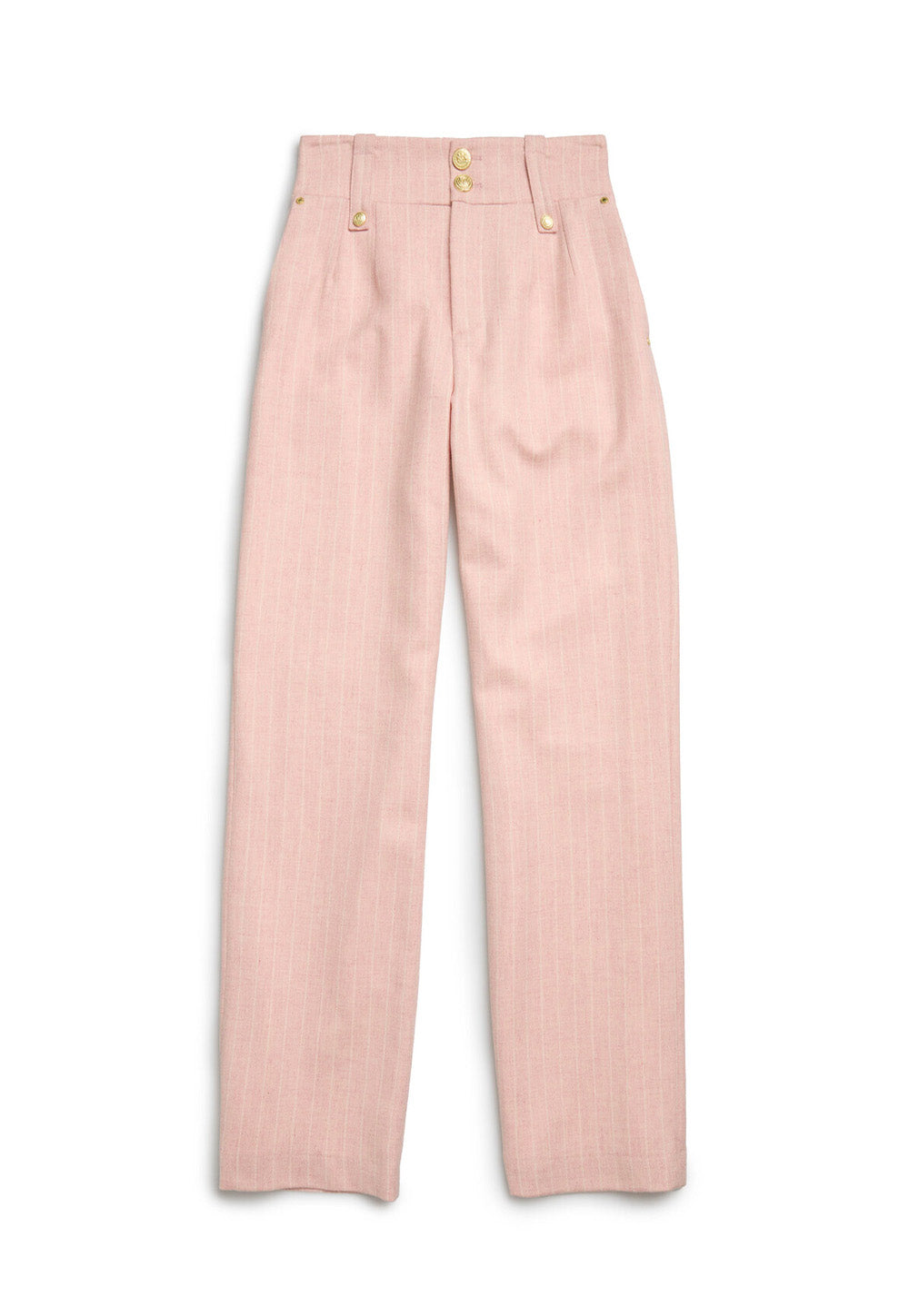 High Waisted Straight Trouser - Pink Chalk Pinstripe