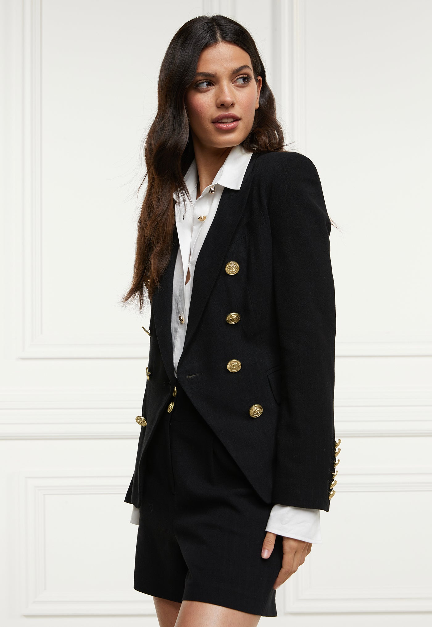 Knightsbridge Blazer Linen - Black Linen sold by Angel Divine
