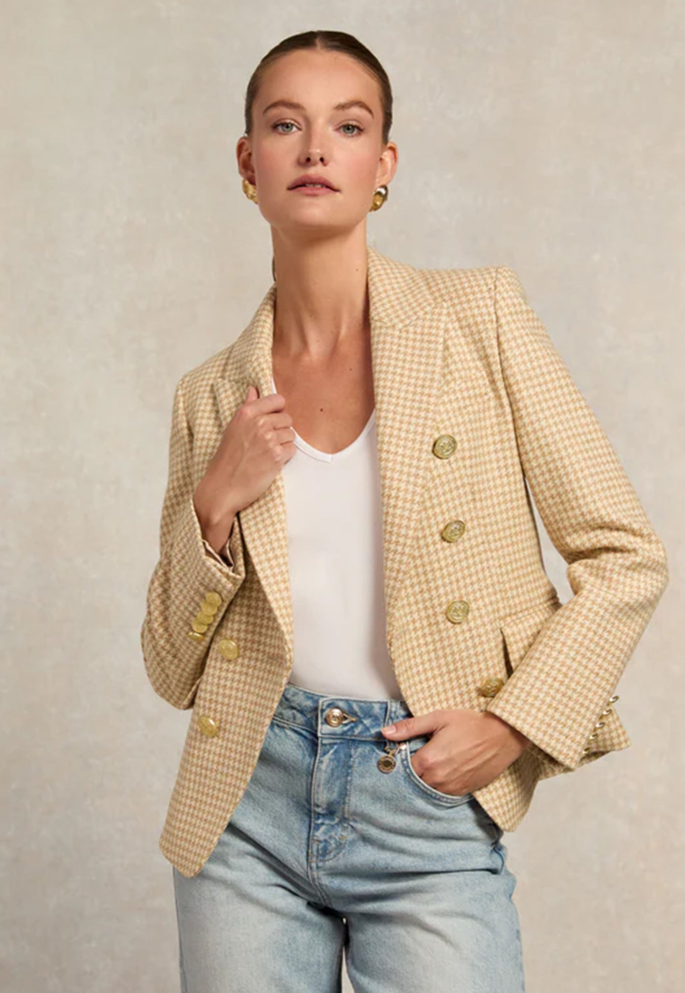 Knightsbridge Blazer - Camel Puppytooth