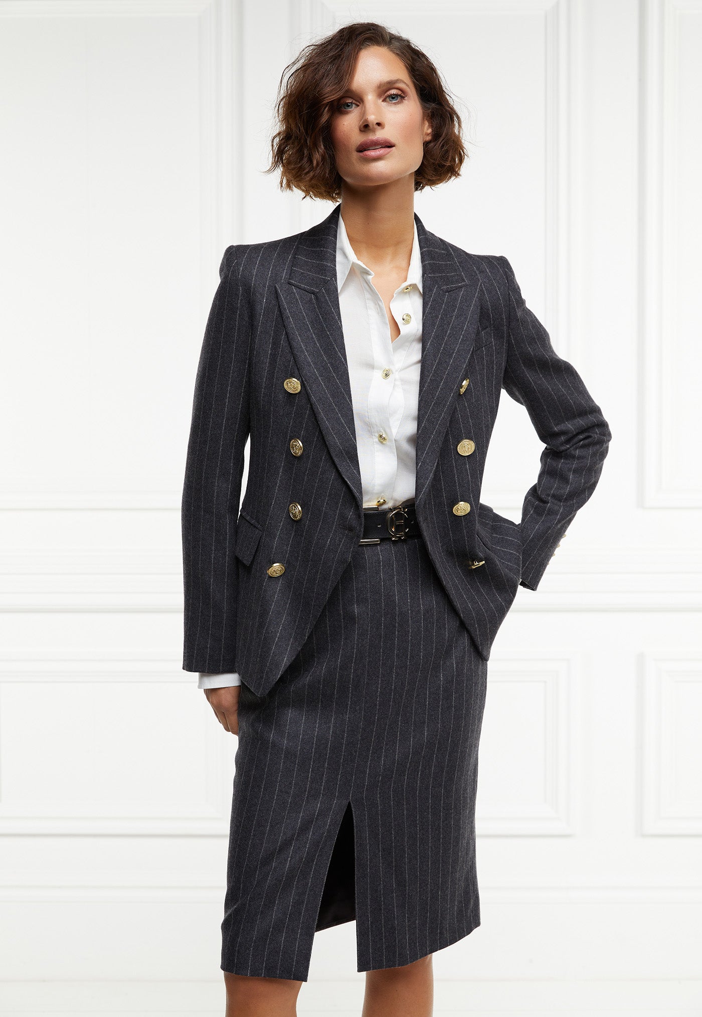 Knightsbridge Blazer - Charcoal Pinstripe