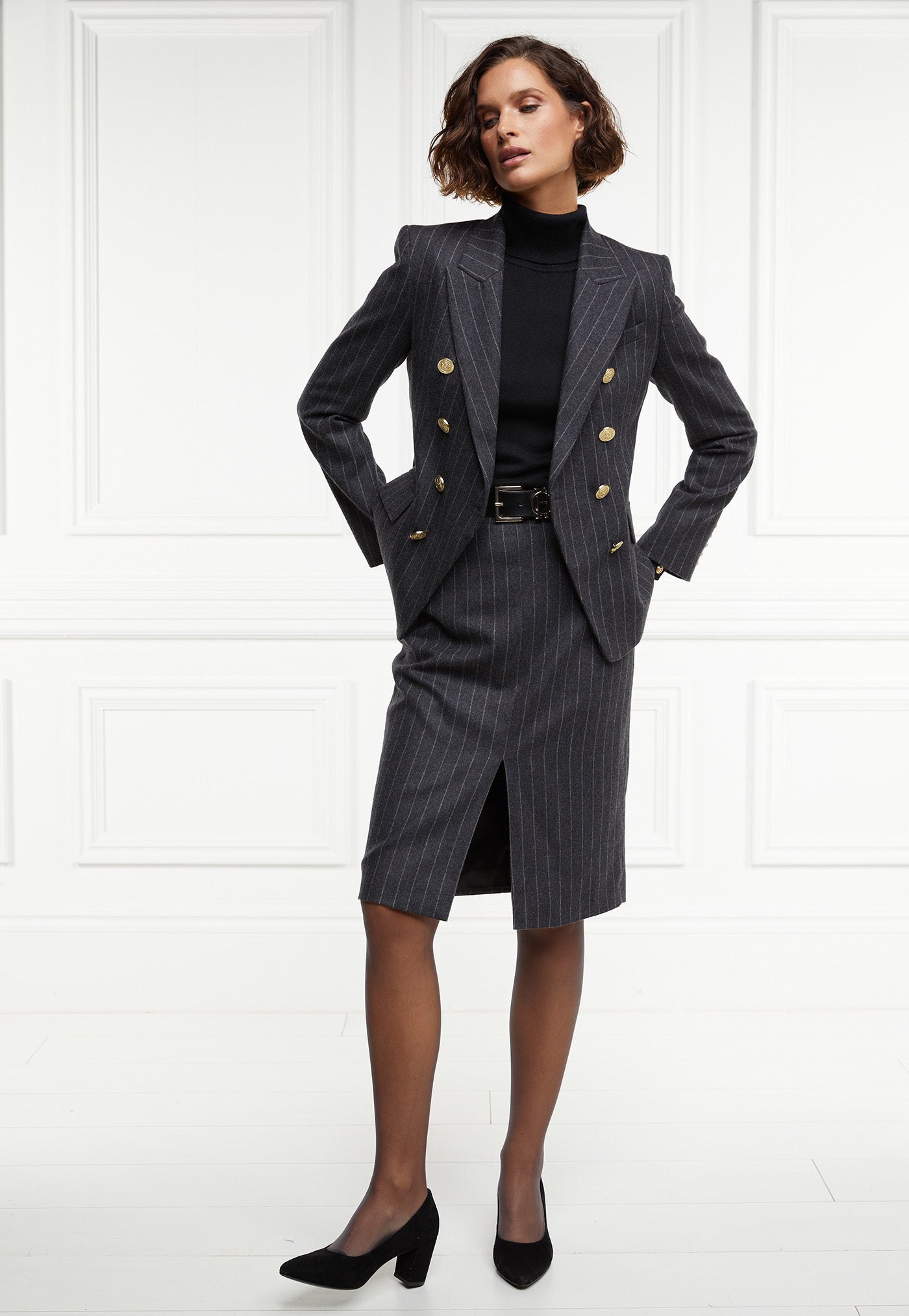 Knightsbridge Blazer - Charcoal Pinstripe