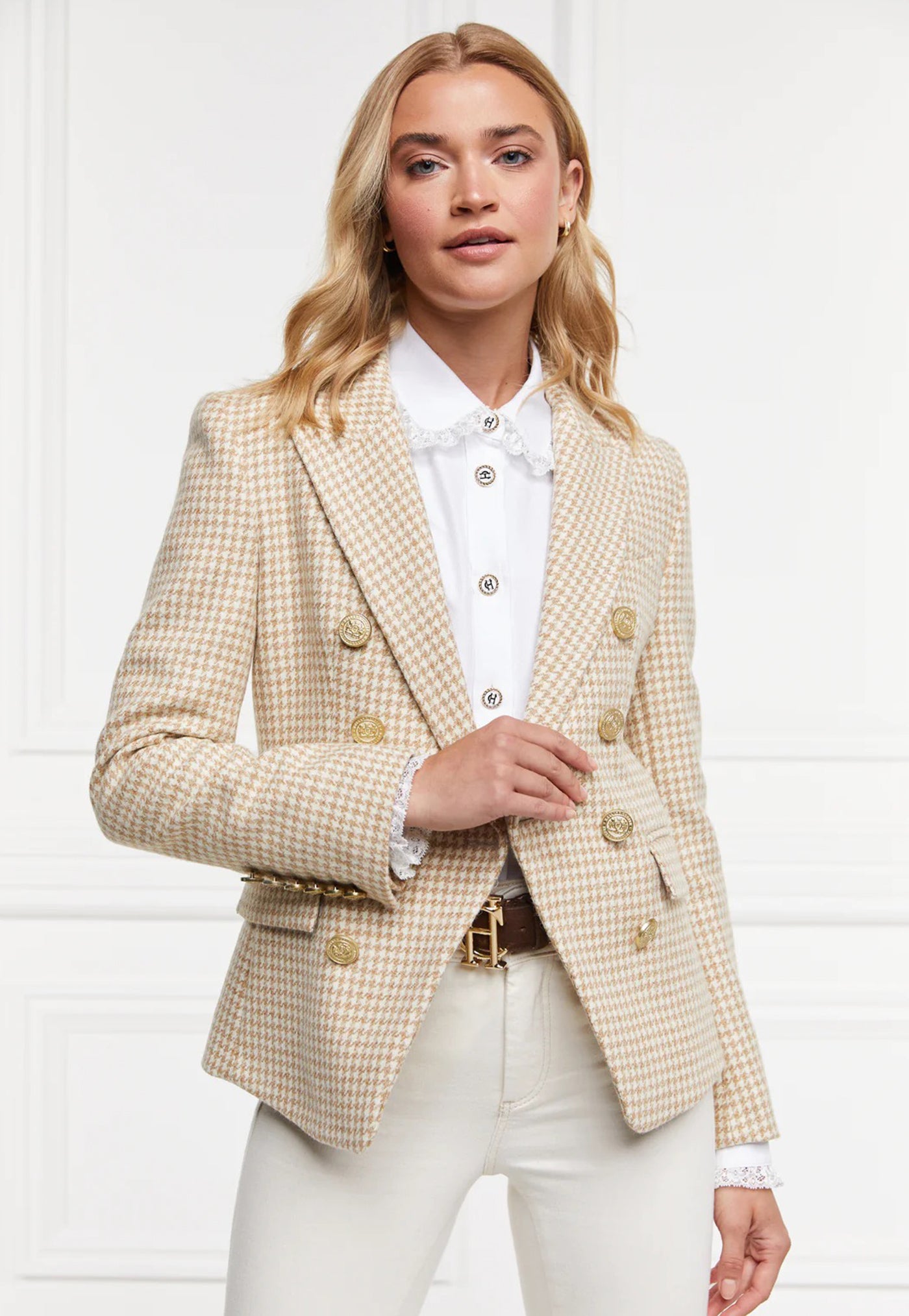 Knightsbridge Blazer - Camel Puppytooth sold by Angel Divine