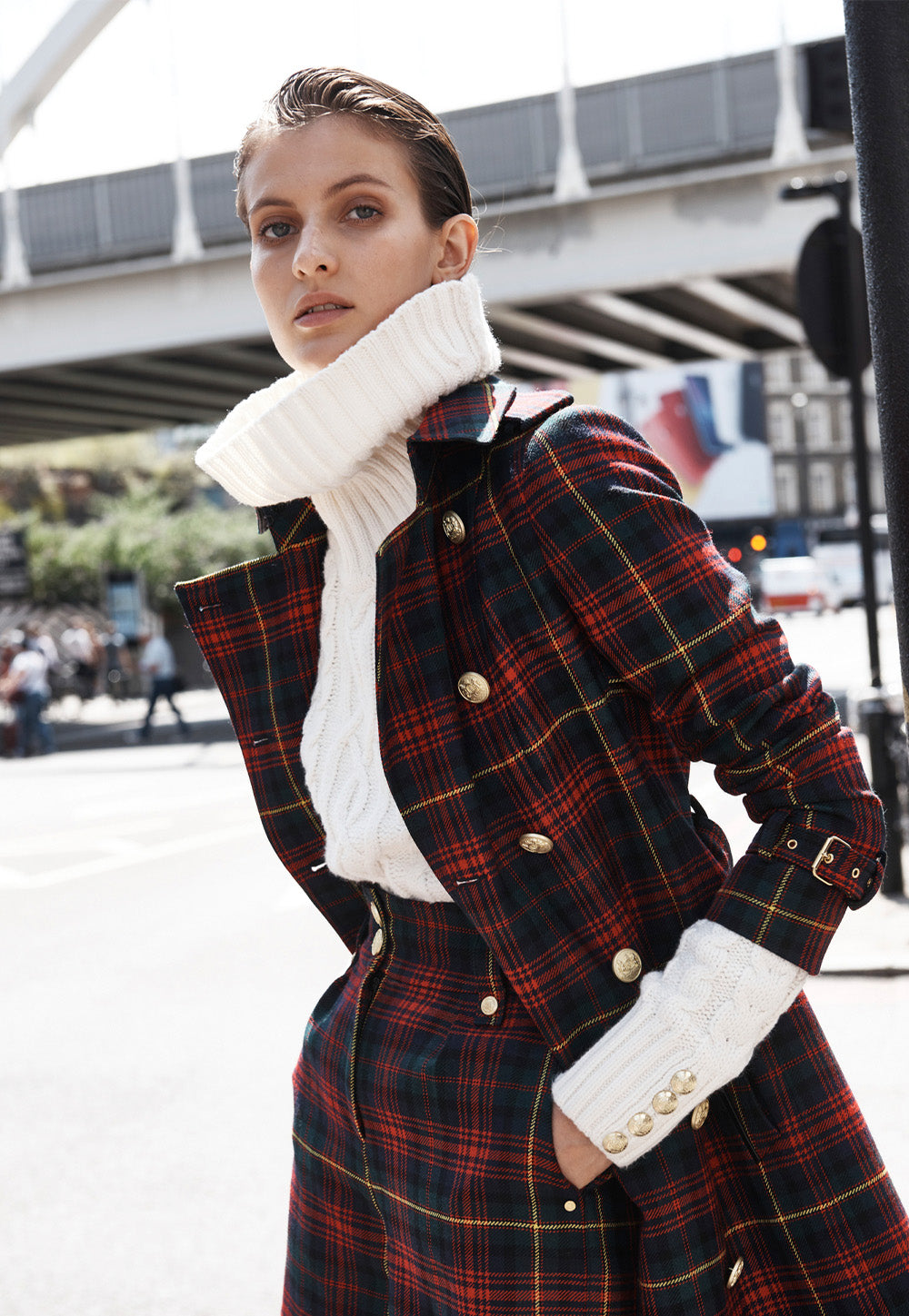 Marlborough Trench Coat Full Length - Logan Tartan