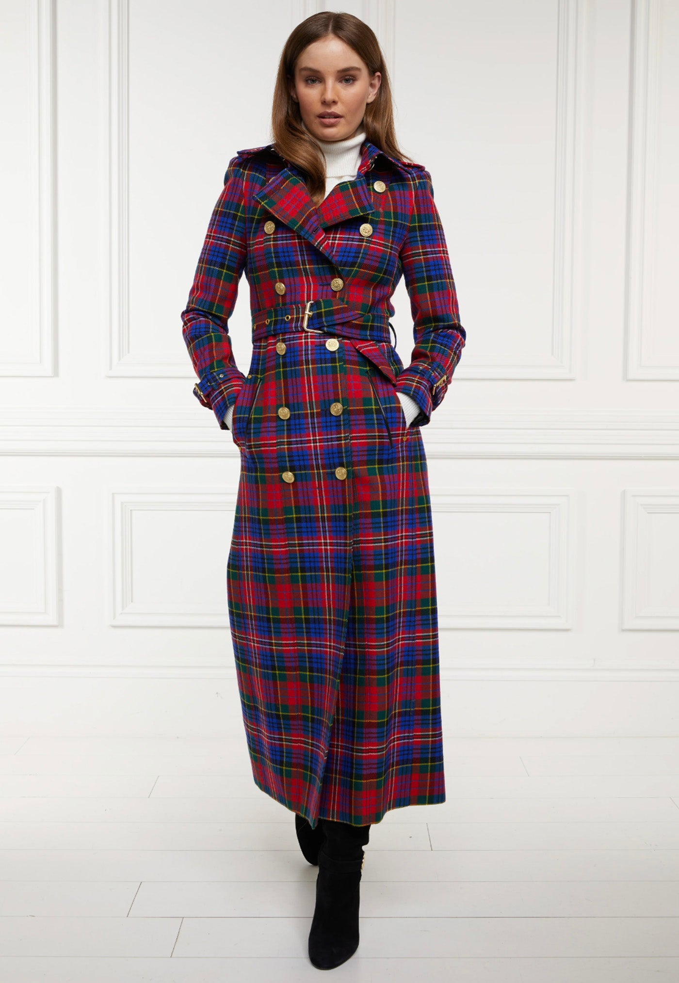 Marlborough Trench Coat Full Length - Macpherson Tartan sold by Angel Divine