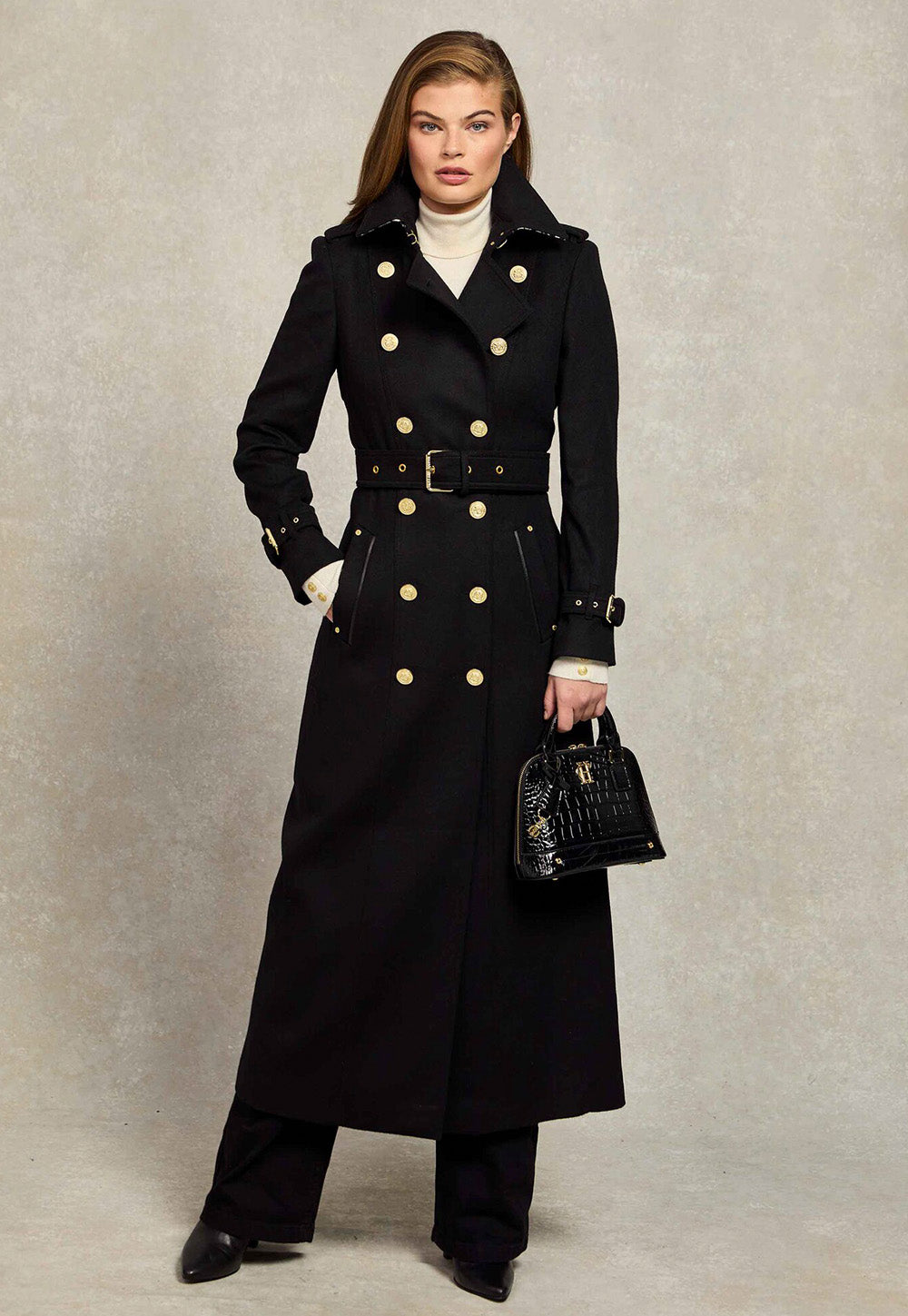 Marlborough Trench Coat Full Length - Soft Black
