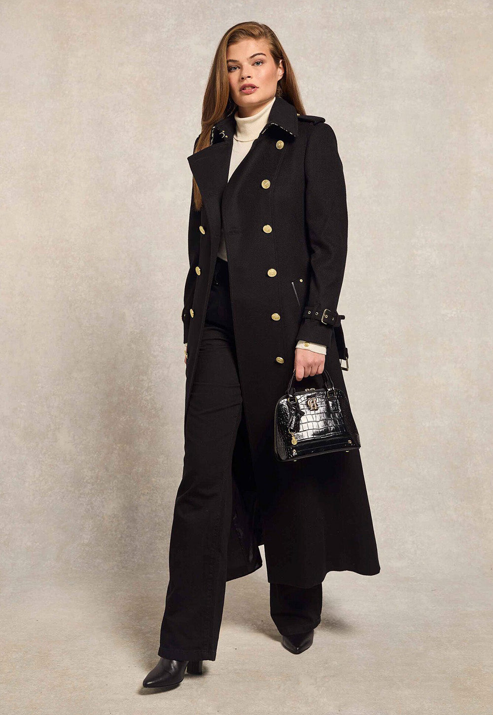 Marlborough Trench Coat Full Length - Soft Black