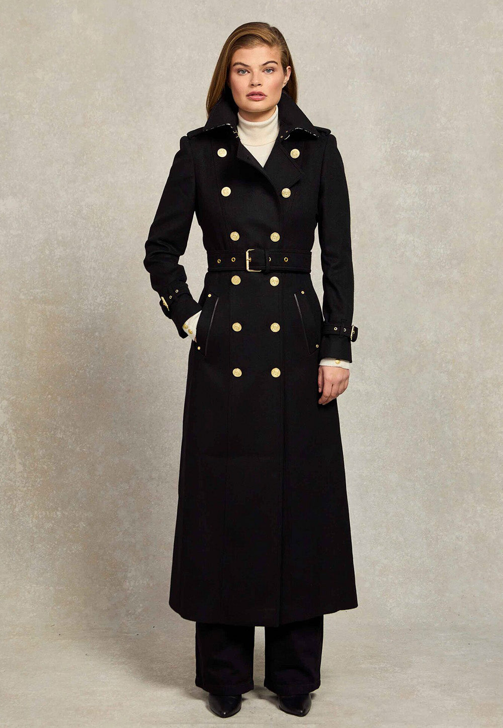 Marlborough Trench Coat Full Length - Soft Black