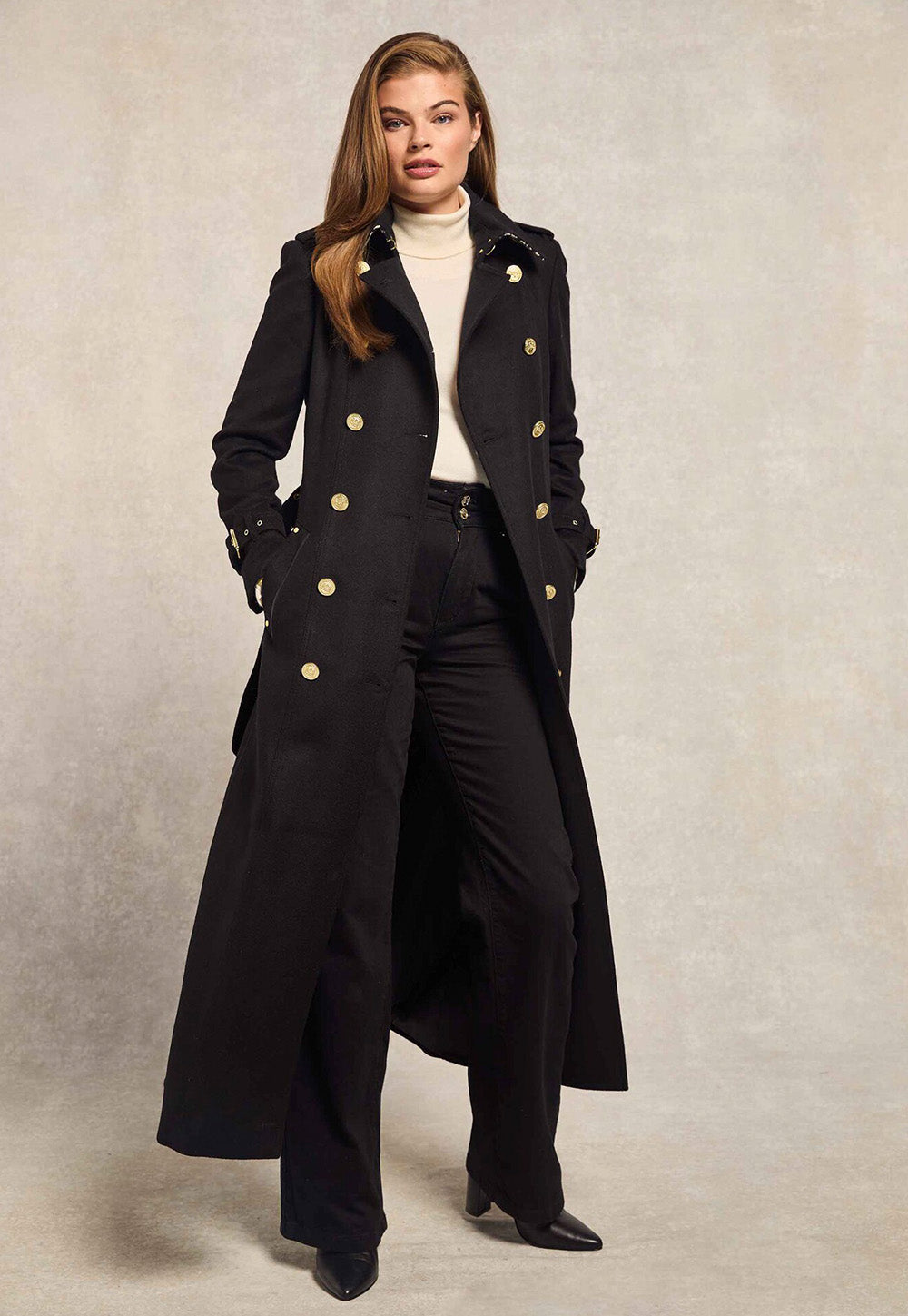 Marlborough Trench Coat Full Length - Soft Black