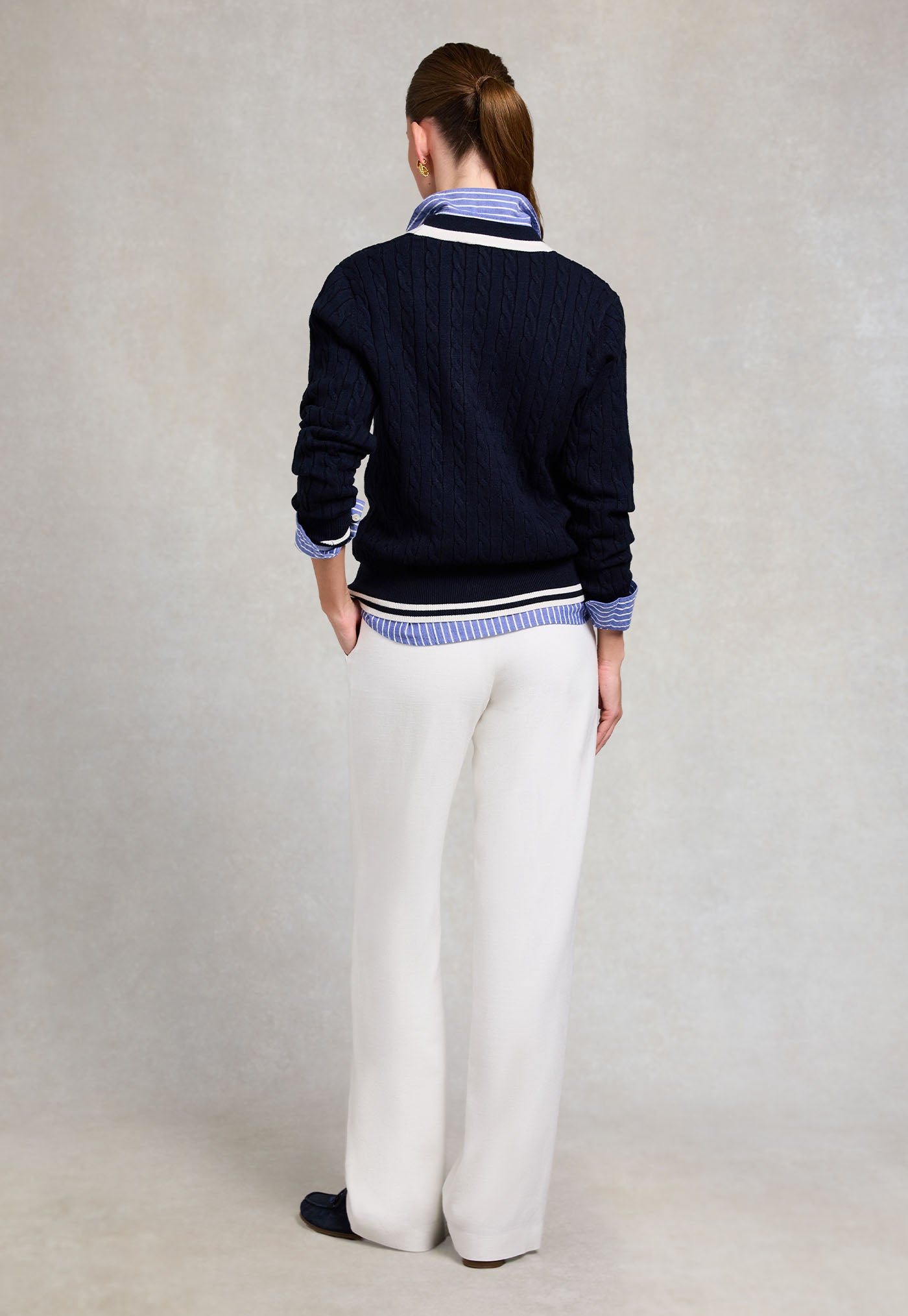 Melissa V Neck Knit - Ink Navy Natural