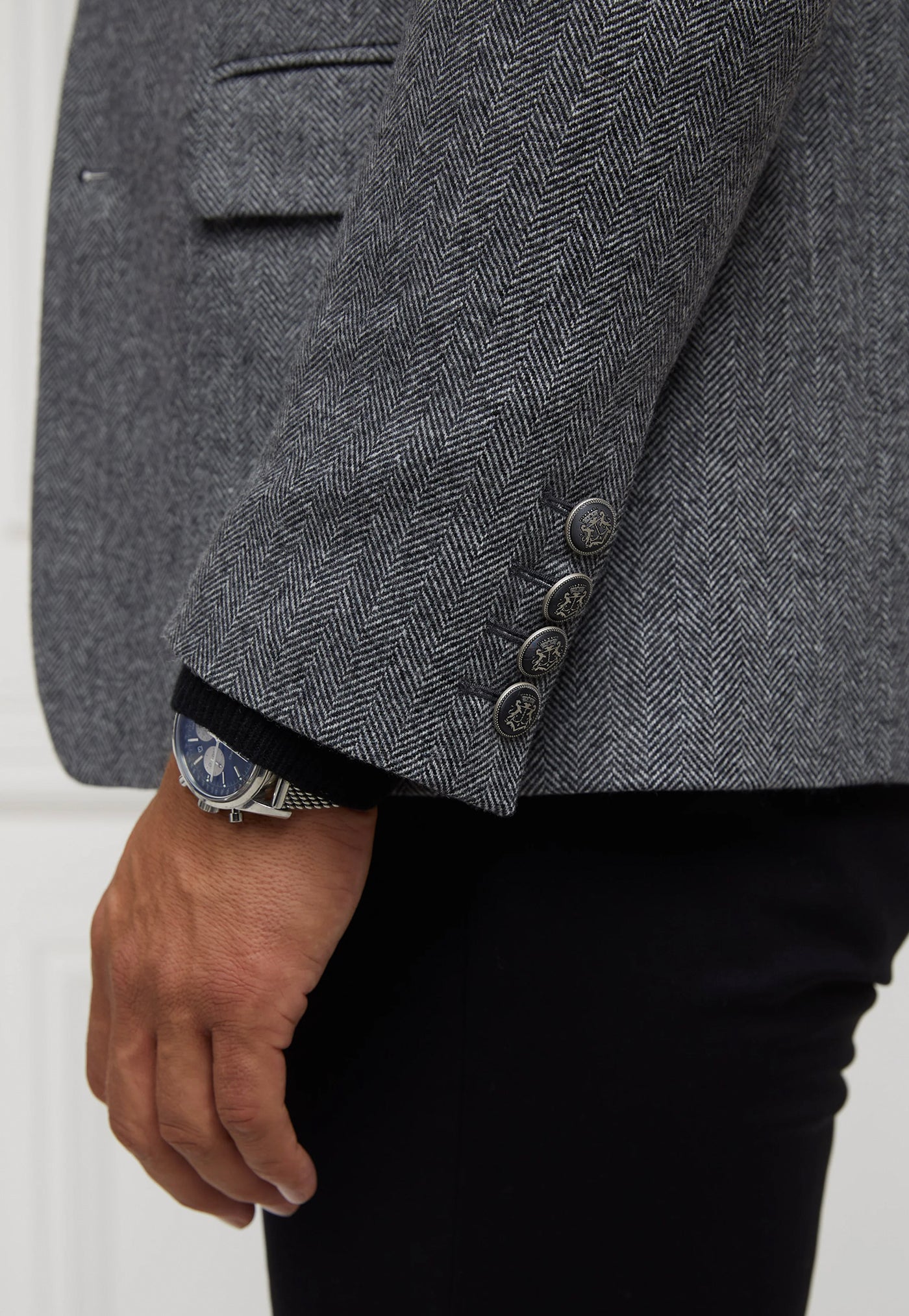 The Single Breasted Blazer - Mono Herringbone