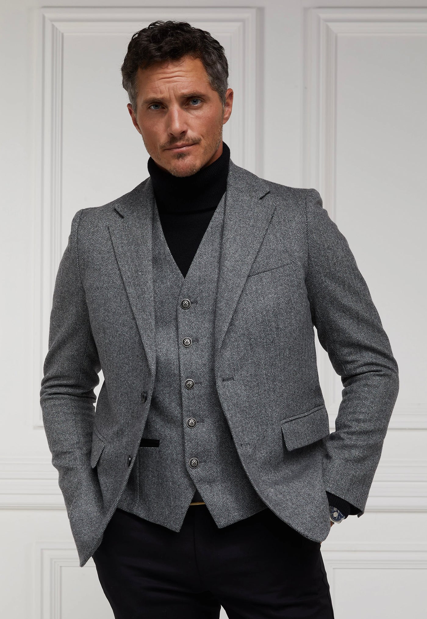 The Single Breasted Blazer - Mono Herringbone