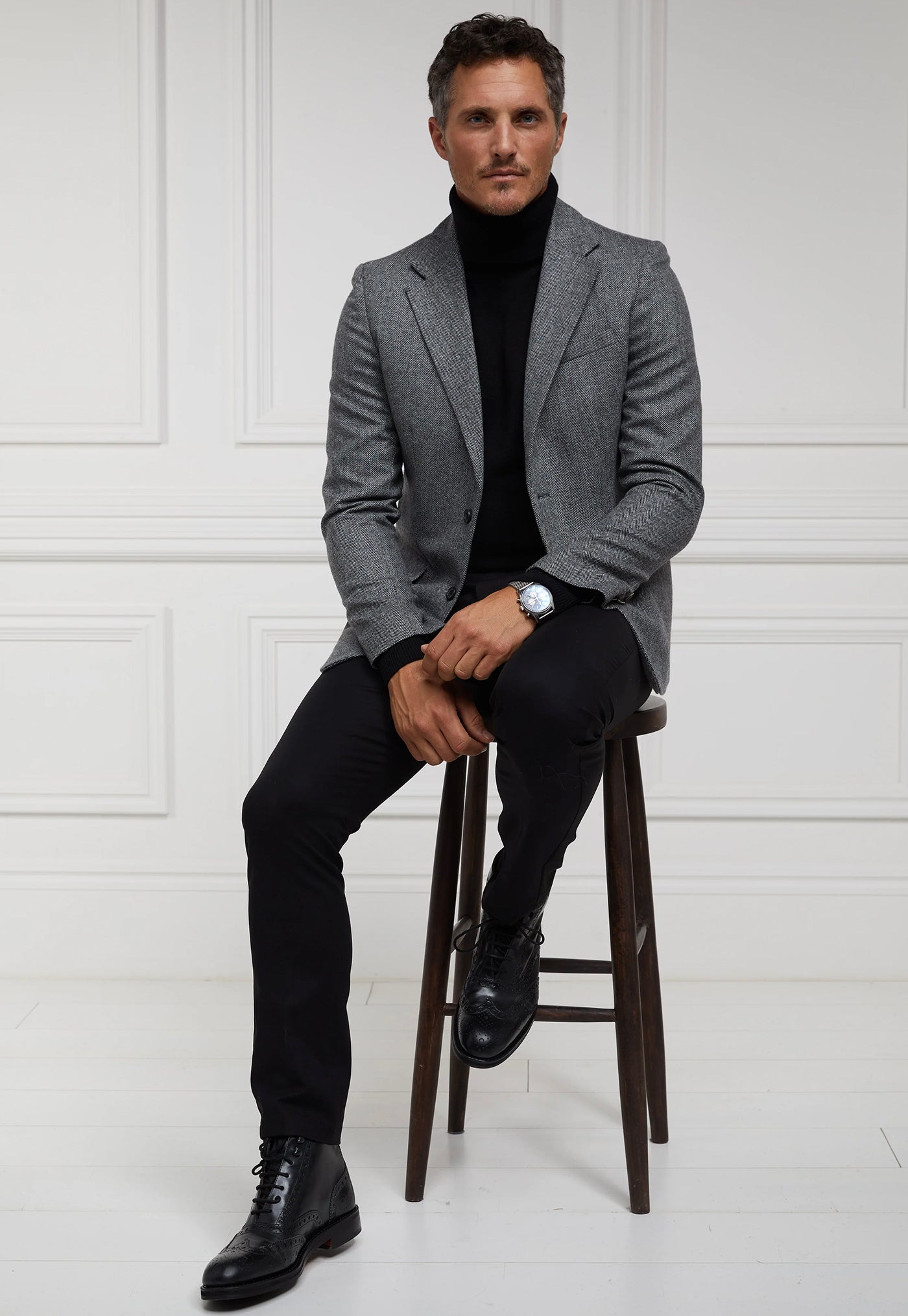 The Single Breasted Blazer - Mono Herringbone