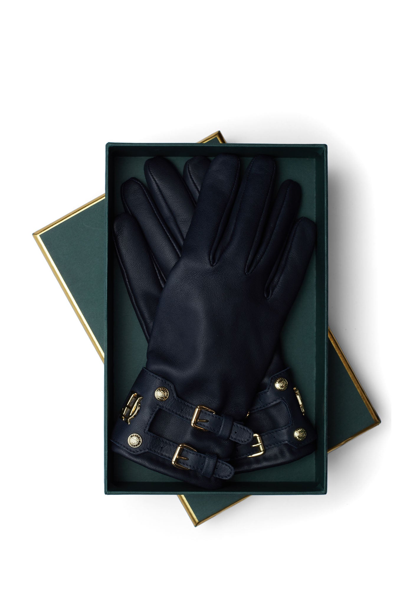 Monogram Leather Gloves - Ink Navy