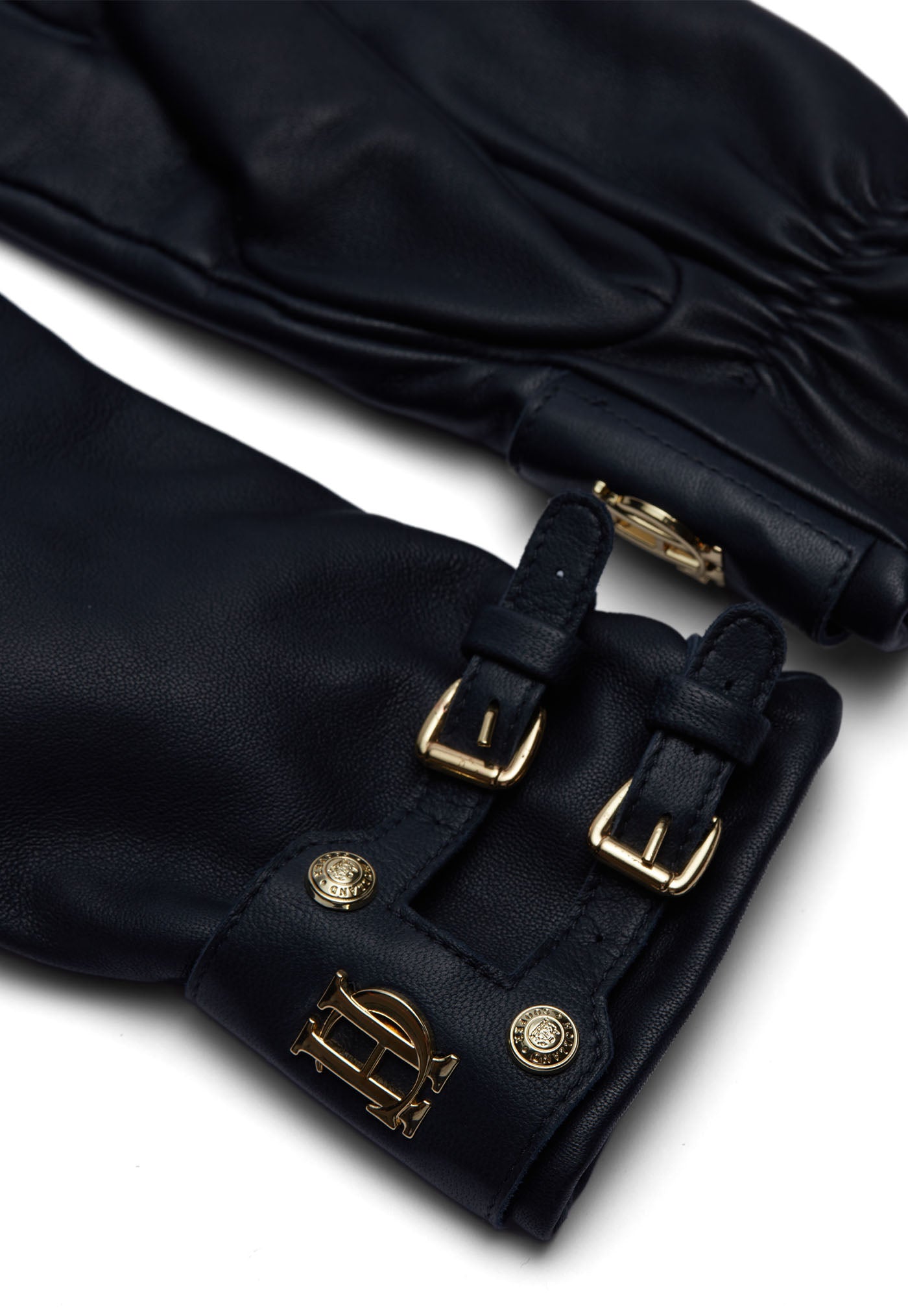 Monogram Leather Gloves - Ink Navy