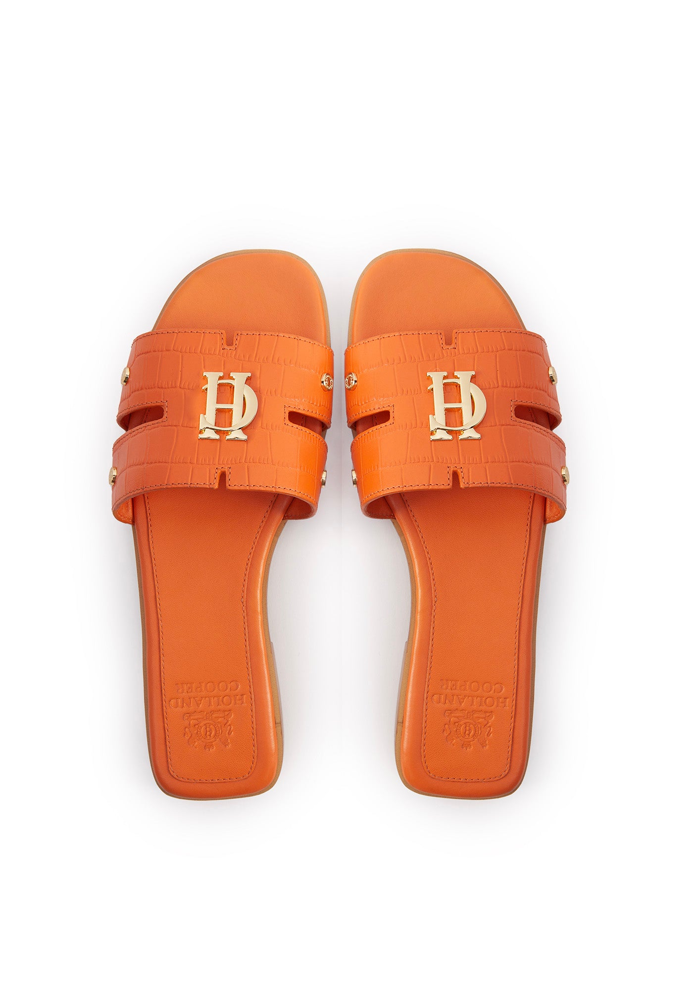 Monogram Slides - Orange Croc sold by Angel Divine